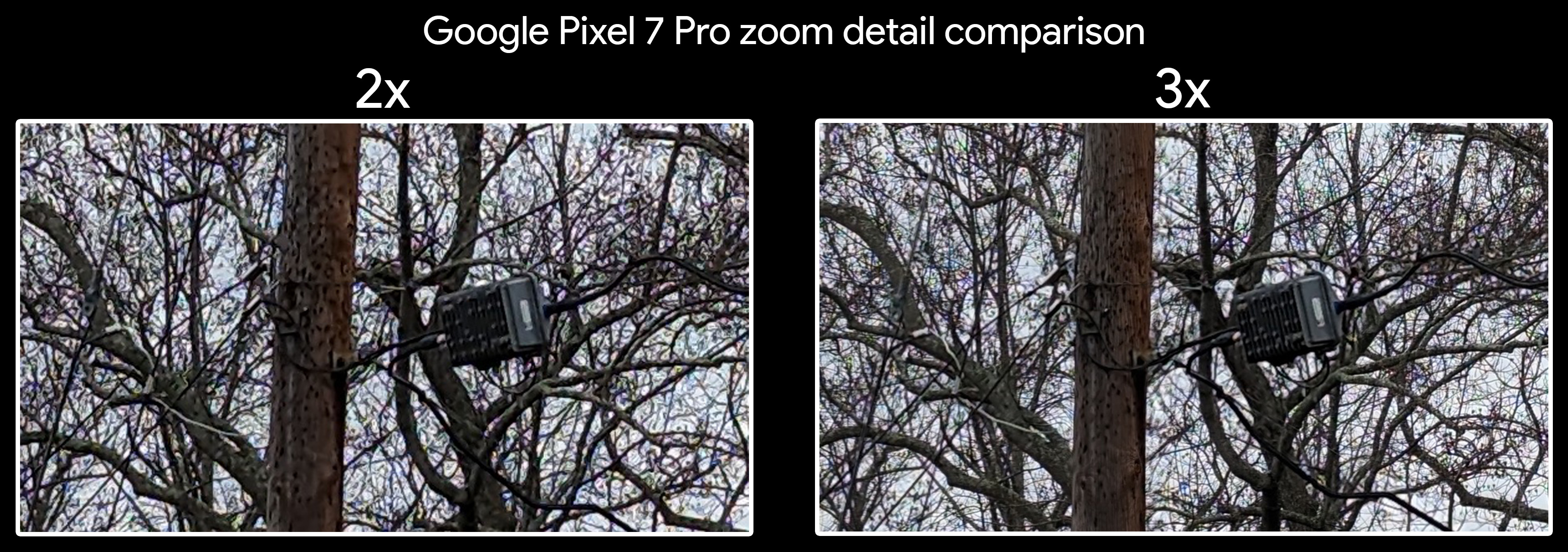 Comparando el detalle del zoom 2x y 3x en un Google Pixel 7 Pro