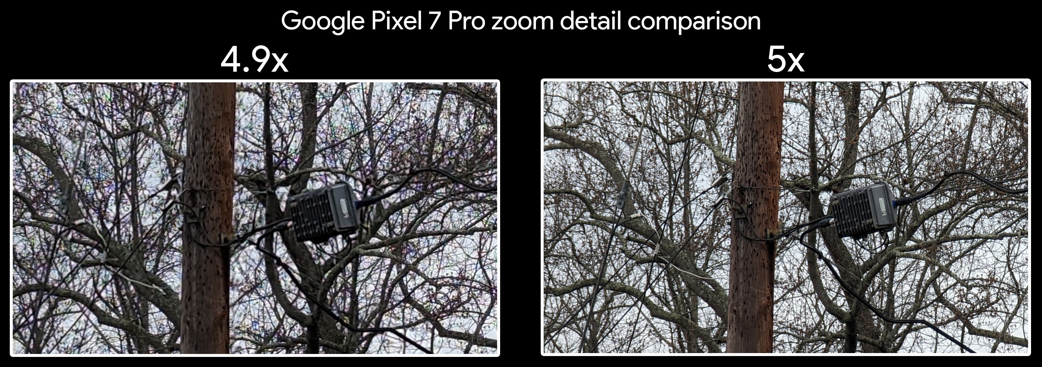 Comparando el detalle del zoom 4x y 5x en un Google Pixel 7 Pro