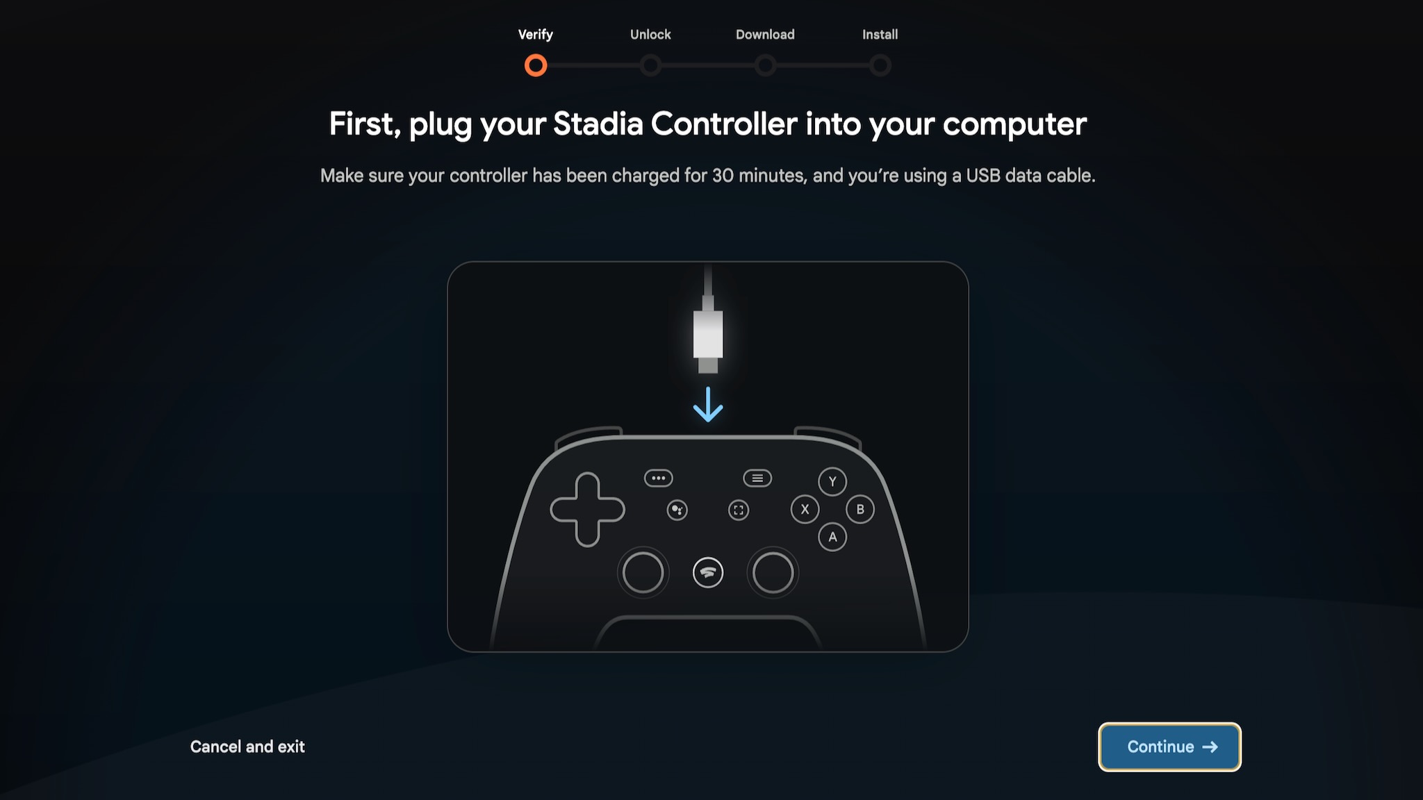 La herramienta del navegador del firmware del controlador Stadia: 