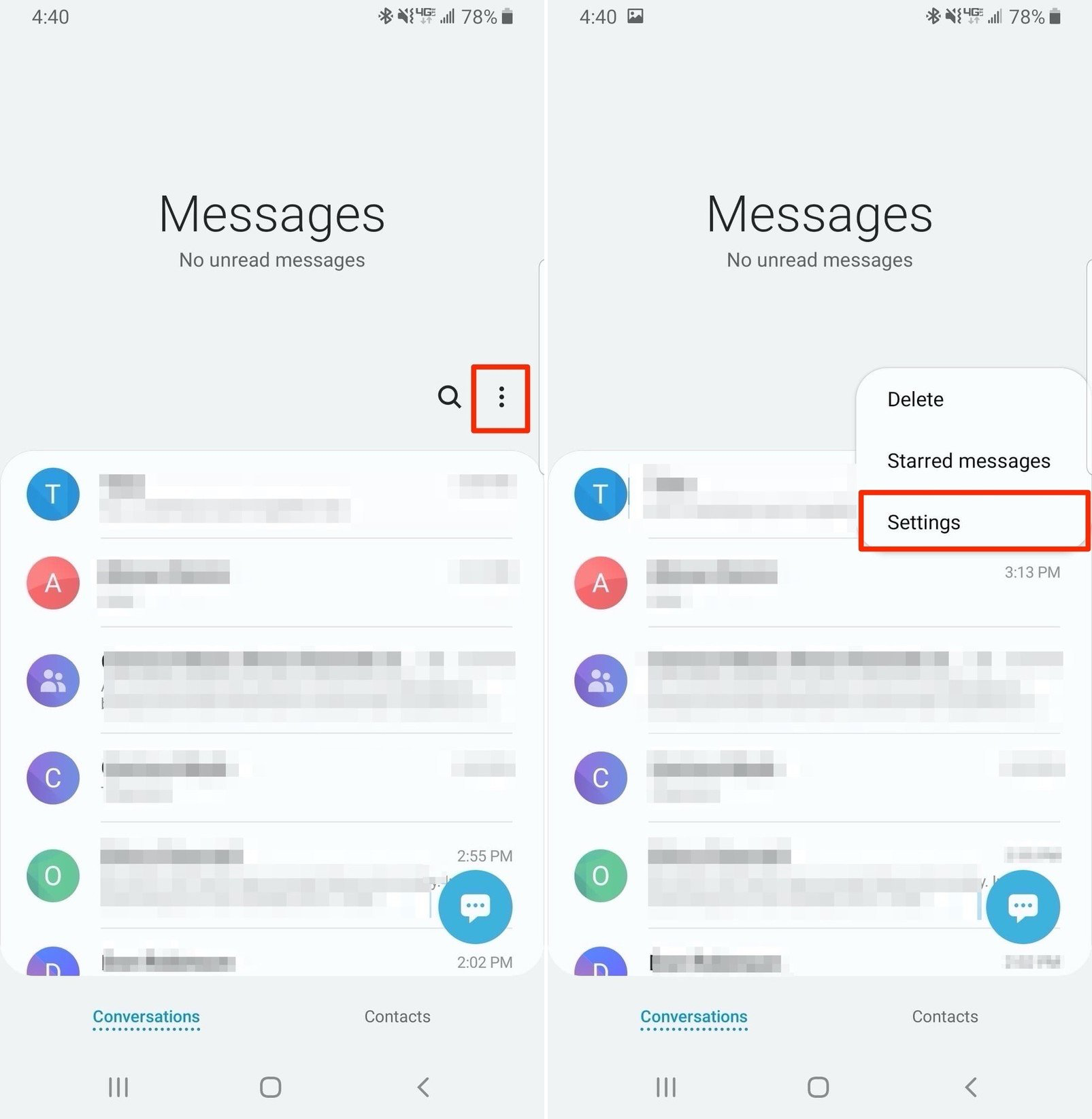 Cómo configurar el chat RCS en los mensajes de Samsung