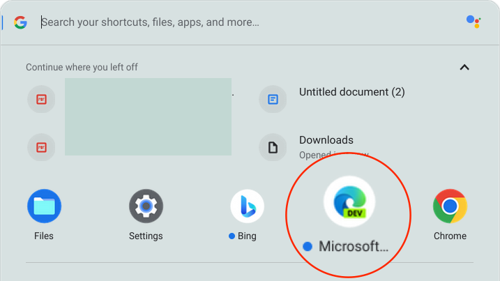 Abra Microsoft Edge Dev en Chromebook