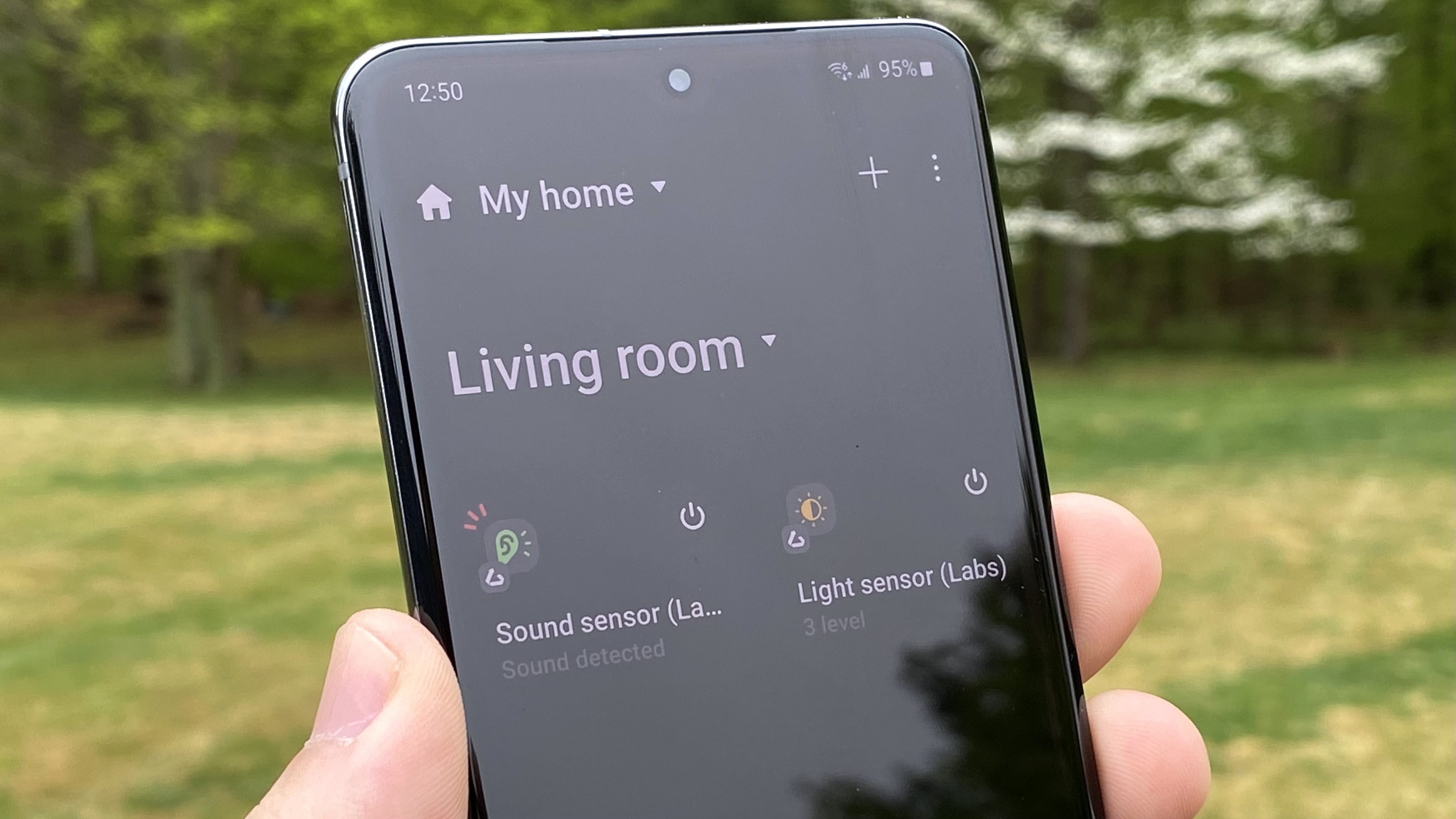 La aplicación SmartThings muestra los sensores conectados de Upcycle